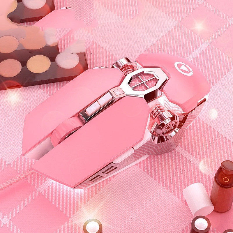 compact ergonomic cute mechanical gaming mouse with customizable RGB lighting and mechanical switches