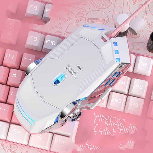 cute mechanical gaming mouse with ergonomic design and customizable RGB lighting