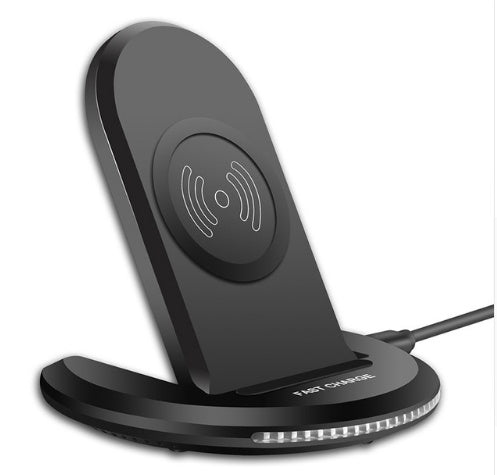 Mobile phone wireless charger bracket charger wireless charger fast charging wireless charger on a sleek black charging stand.