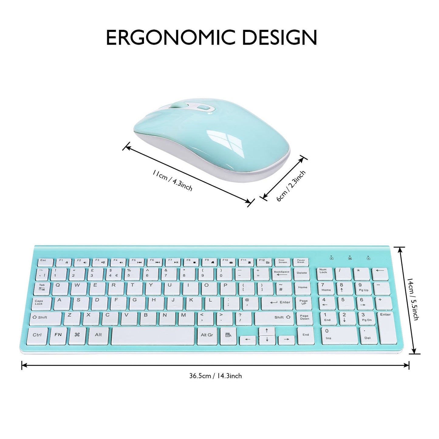 Slim wireless keyboard and mouse combo with ultra-thin design and 2.4GHz wireless connection
