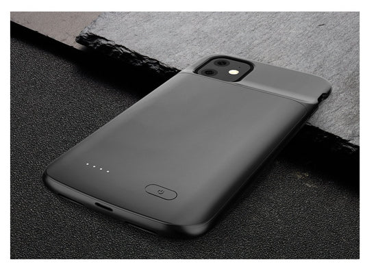 Phones Charger for iPhone 11, 5000mAh, sleek black design, ABS and TPU material, perfect for mobile phone charging.