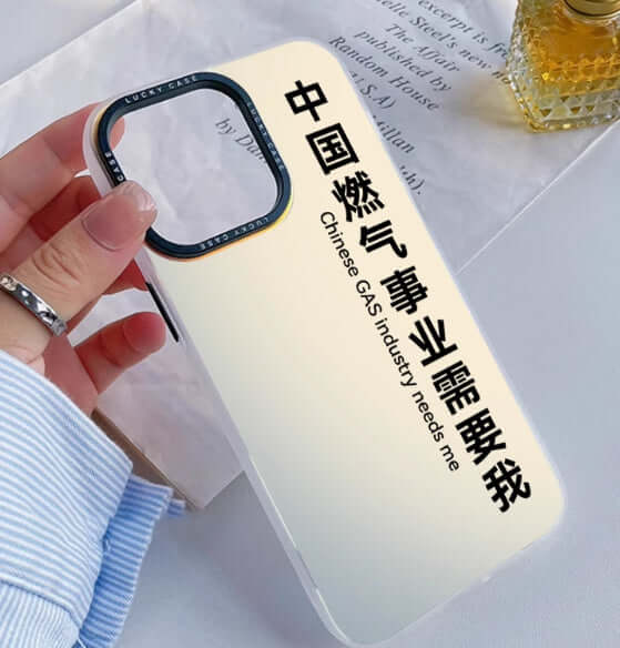Customized acrylic couple phone cases featuring unique text design and durable protection for iPhone.