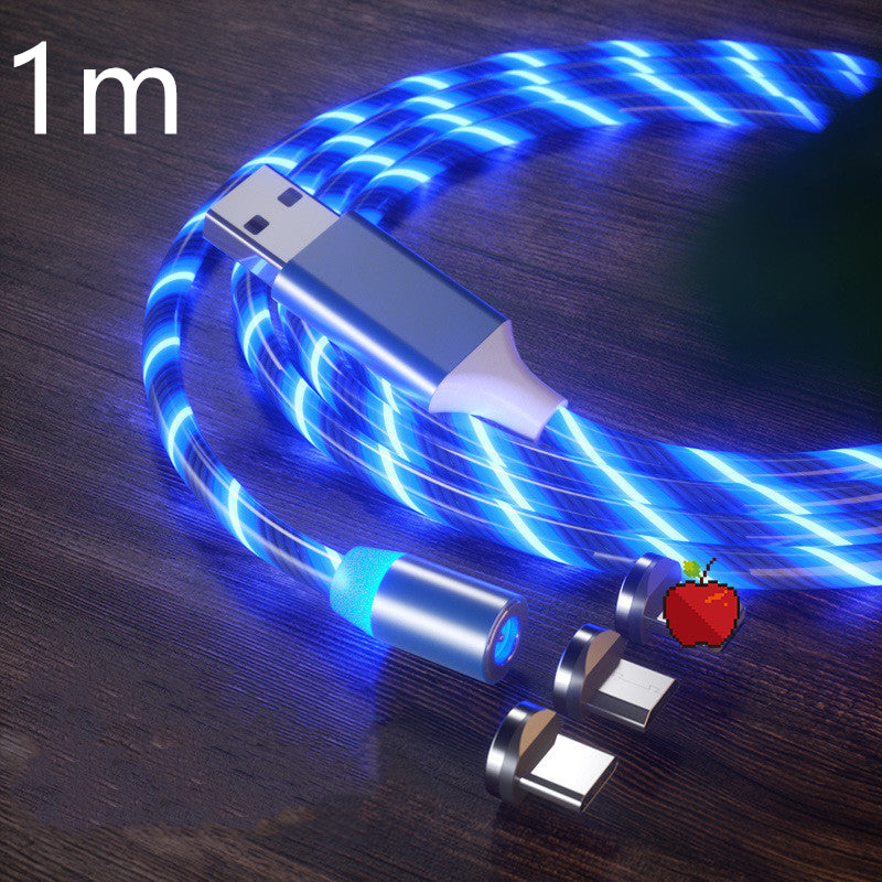 Magnetic Charging Cable Streamer Fast Charging Cable Lighting Micro USB Cable LED Magnet Charger Type-C Cable with blue light