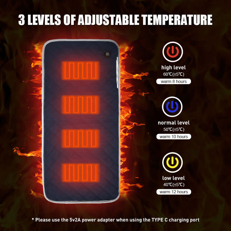 Sleeping Bag Heating Pad USB Smart Cushion Winter Gadgets with 3 adjustable temperature levels