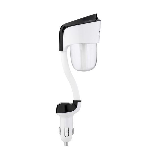 Car Aromatherapy Diffuser 50ml in sleek white design for vehicle power supply and humidity enhancement.