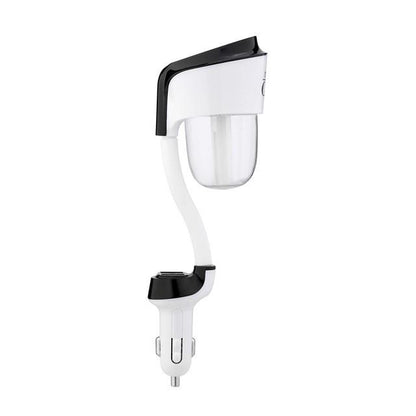 Car Aromatherapy Diffuser 50ml in sleek white design for vehicle power supply and humidity enhancement.