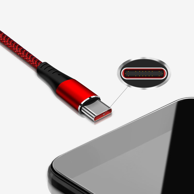 Close-up of a Super fast charging cable connector plugged into a smartphone, showcasing its durable design.