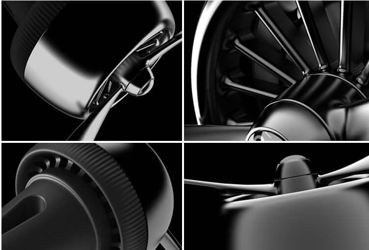 Car sesame oil diffuser close-up, featuring sleek black design and intricate details.