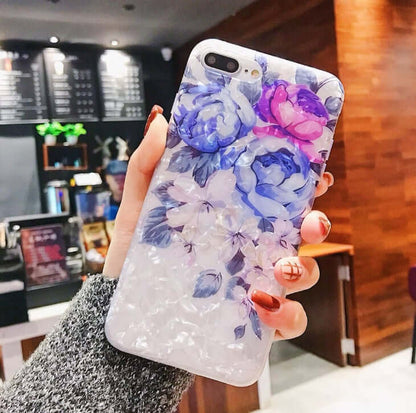 Compatible with Apple, Dream Shell Phone Case For iPhone X XS Max XR Rose Flower Back Cover Cases for iPhone 7 8 6 6s Plus Soft TPU Silicon Capa.