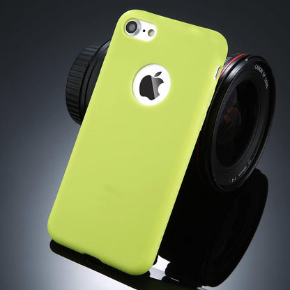 Compatible with Apple, Candy Color Phone Case For iPhone 7 Plus Plain Soft Silicon TPU Back Cover Cases For iPhoneX 7 6 6S Plus 5 5S SE Case Coque.