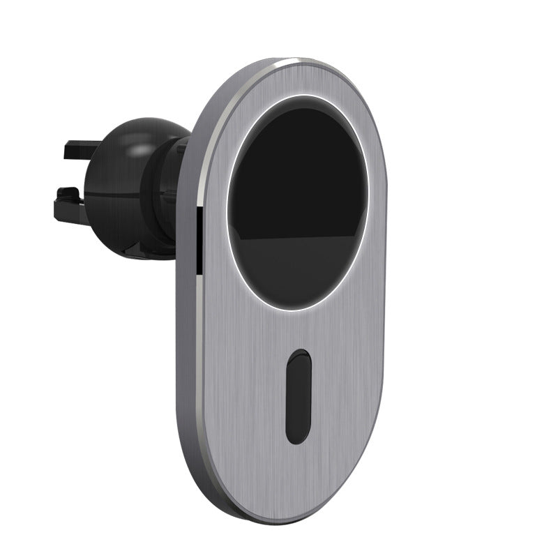 Compatible with Apple, Car Magnetic Wireless Charging Magsafe Magnetic Wireless Charger in sleek grey design.