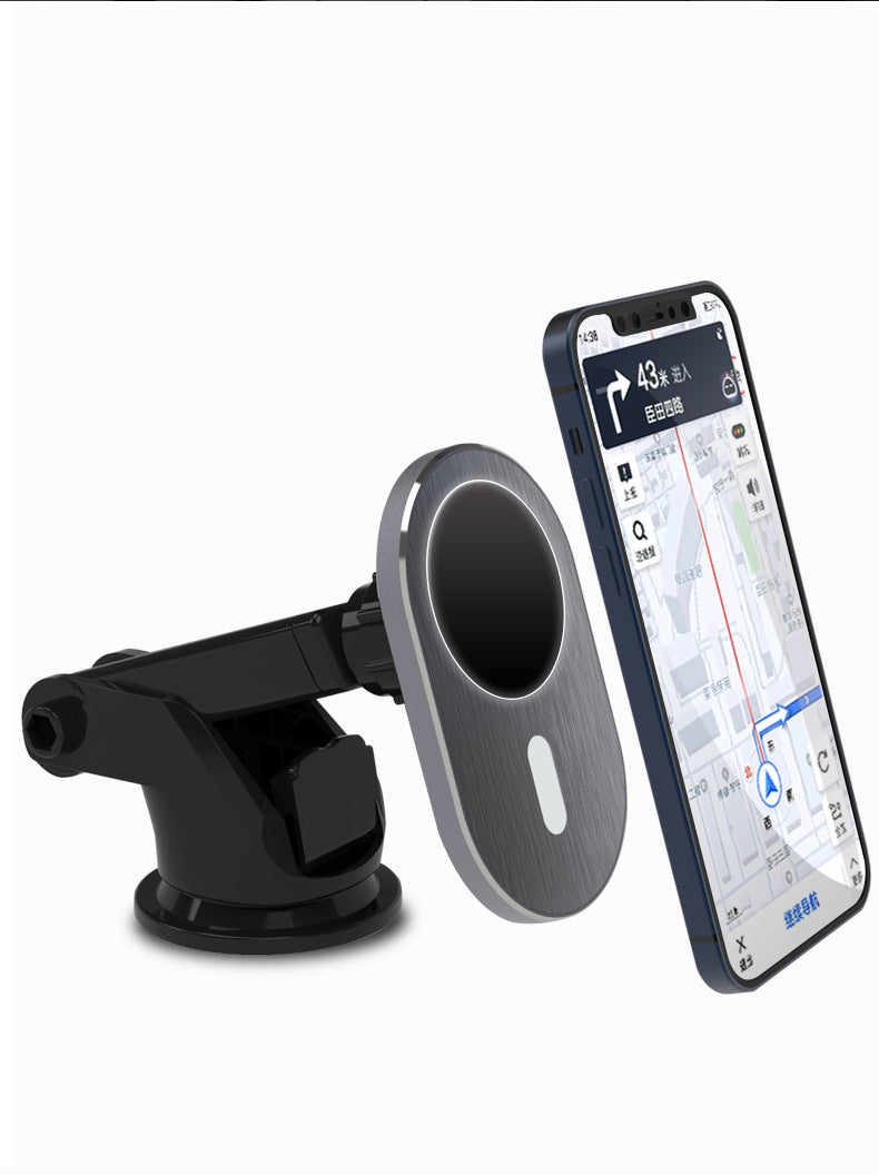 Compatible with Apple, Car Magnetic Wireless Charging Magsafe Magnetic Wireless Charger mounted on car dashboard.