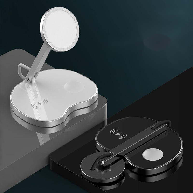 Vancely PH19 Wireless Charger Three In One displayed in silver and black with wireless charging capabilities.
