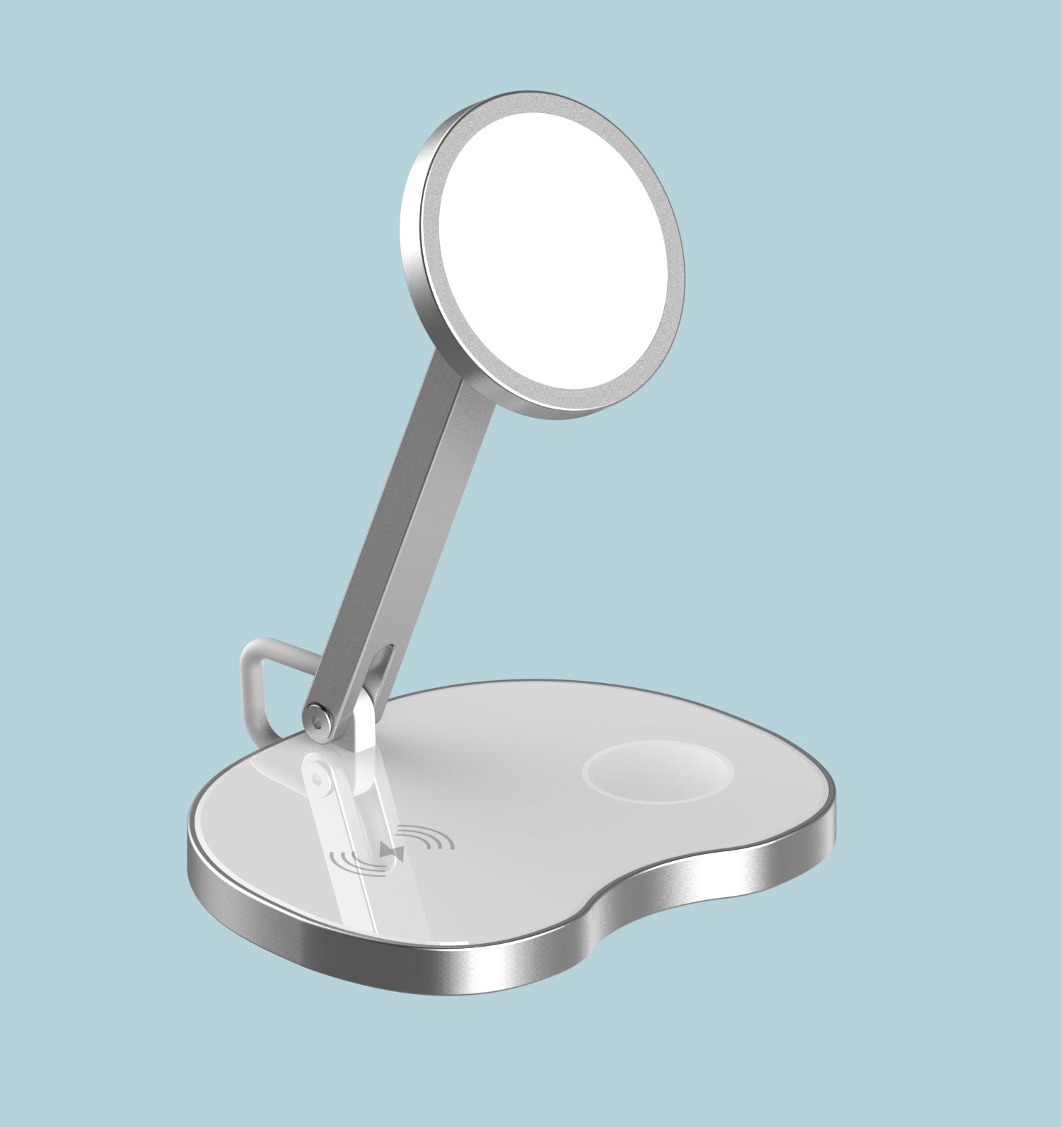 Vancely PH19 Wireless Charger Three In One with adjustable light and sleek design in silver and black colors.