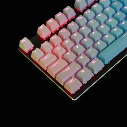 Rainbow mechanical keyboard with customizable RGB lighting and mechanical switches for gaming and typing performance