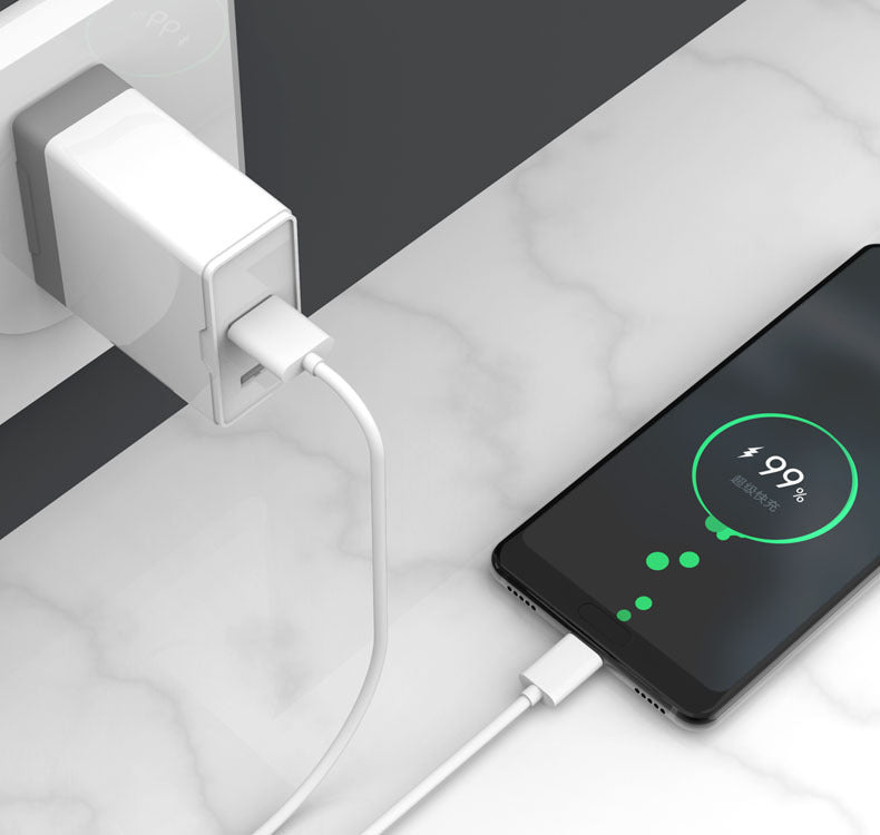 Android Type-C Fast Charging Data Cable Usb Charging Cable Extension Charger Cable connected to a smartphone for quick charging.