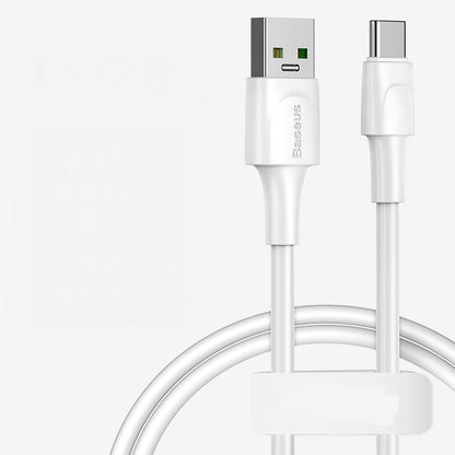 Baseus Android Data Cable Charging Cable in white with Micro USB and USB connectors.