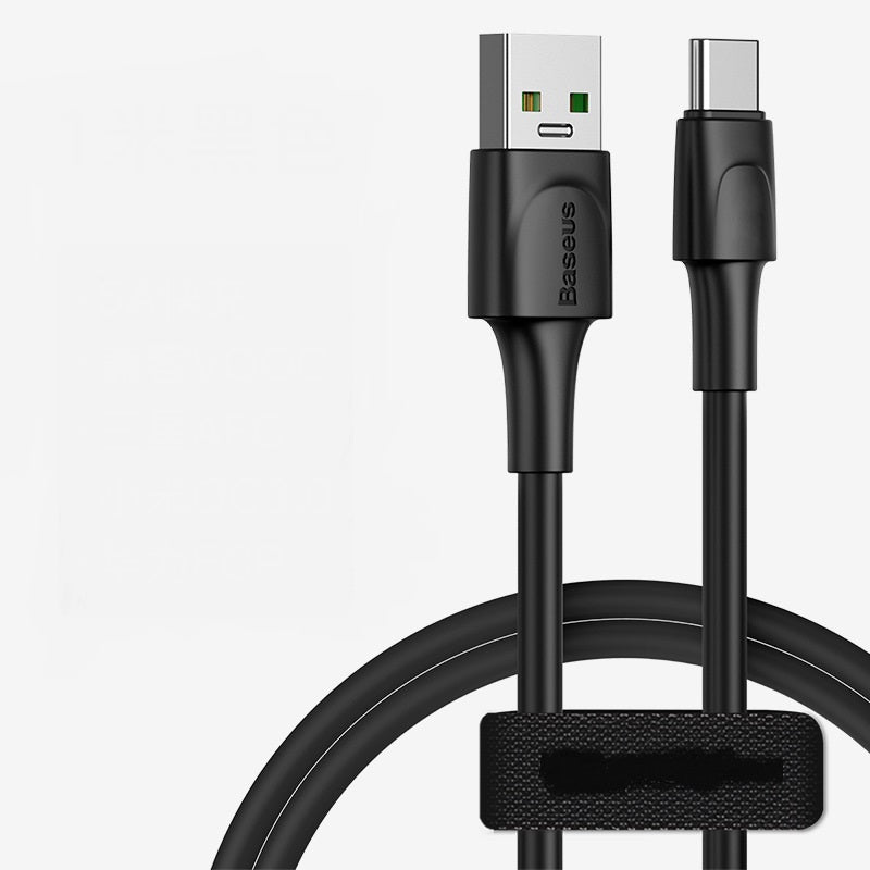 Baseus Android Data Cable Charging Cable in black, featuring Micro USB connections for fast charging.