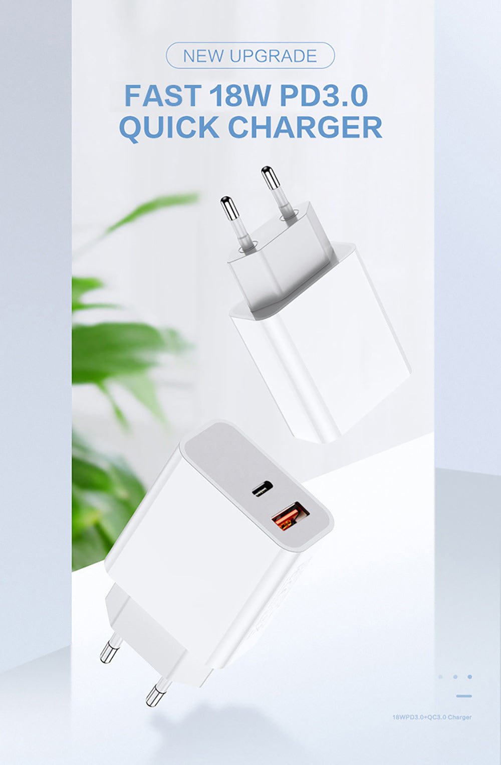 Fast Charging Plug -18W PD  FDGAO Dual Port Charger