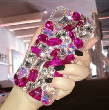 Compatible with Apple, Luxury Crystal Gem Rhinestone Cases For iphone 11 12 Pro X XS MAX XR Soft Edge Clear Phone Cover For iphone 5S 6S 7 8 PLUS Capa.