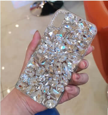 Compatible with Apple, Luxury Crystal Gem Rhinestone Cases For iphone 11 12 Pro X XS MAX XR Soft Edge Clear Phone Cover For iphone 5S 6S 7 8 PLUS Capa.
