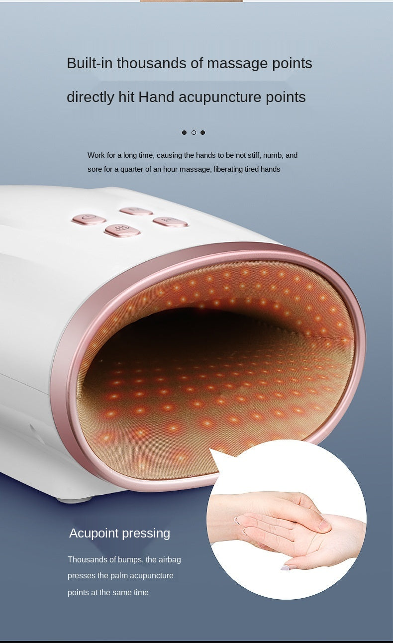 Mechanical Smart Tapping Hand Wireless Hand Massager with built-in massage points for acupoint therapy.