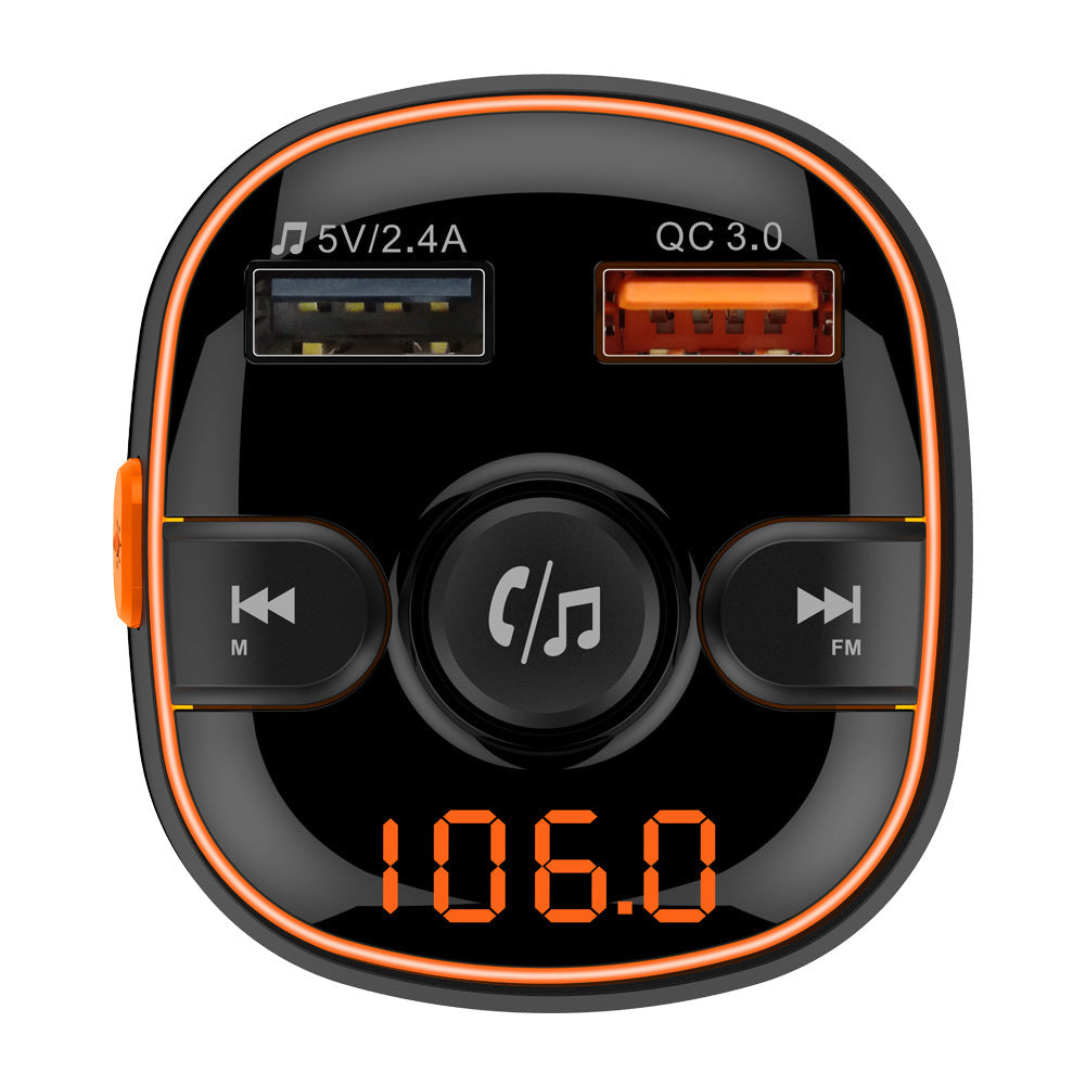 Car Bluetooth Mp3 Player Car Fm Transmitter featuring dual USB ports and digital display.