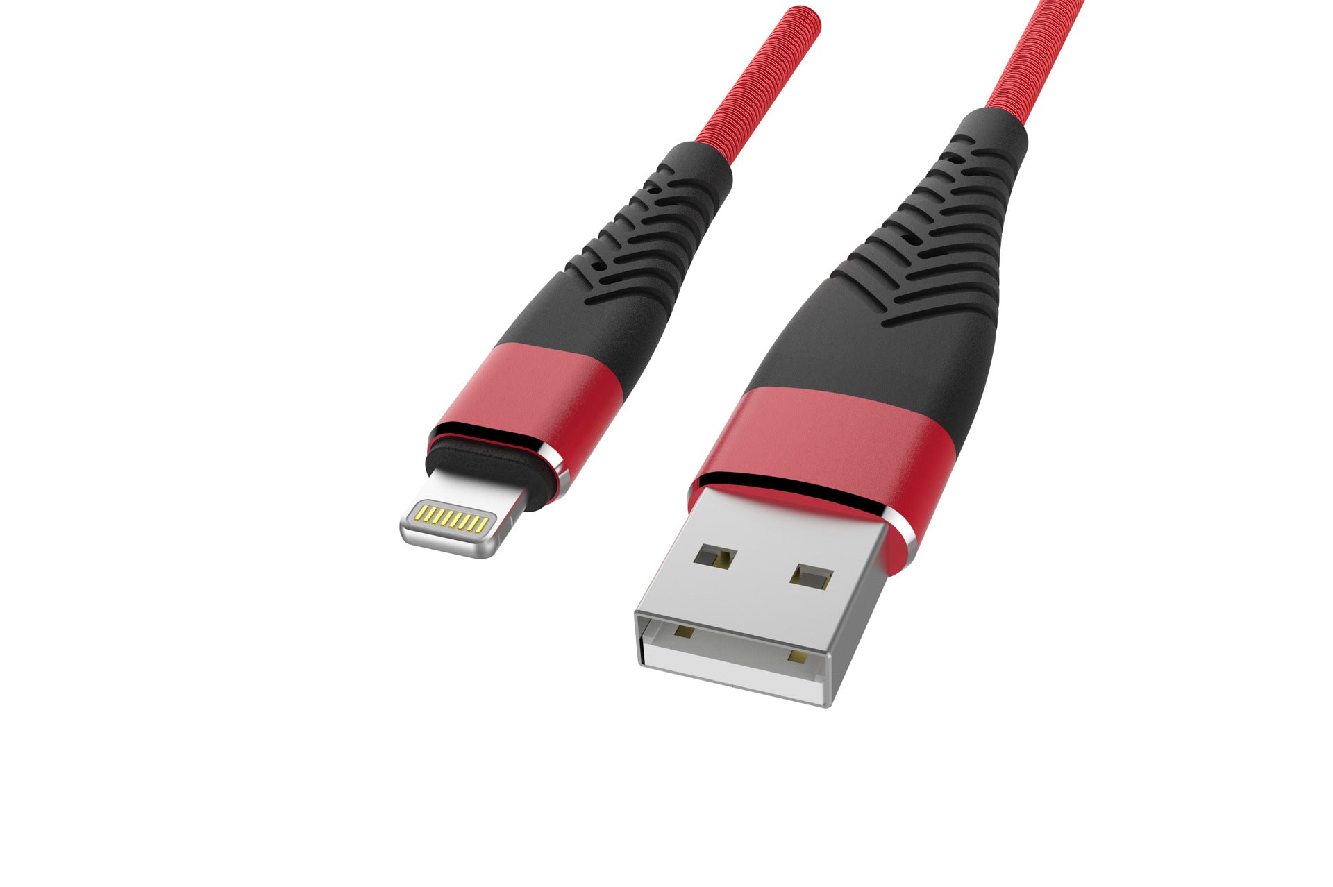 Data Charging Cable Super Fast Charging Braided Data Cable in red and black, measuring 1.2m.