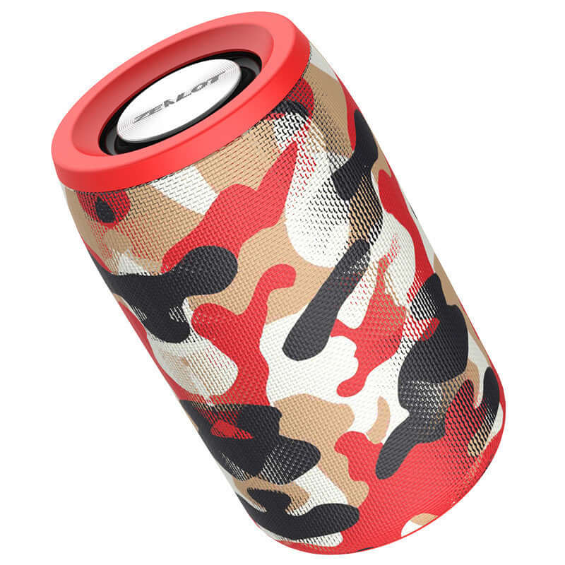 S5 Wireless Bluetooth Speaker Mini Speaker Card Subwoofer Speaker in red camouflage design.