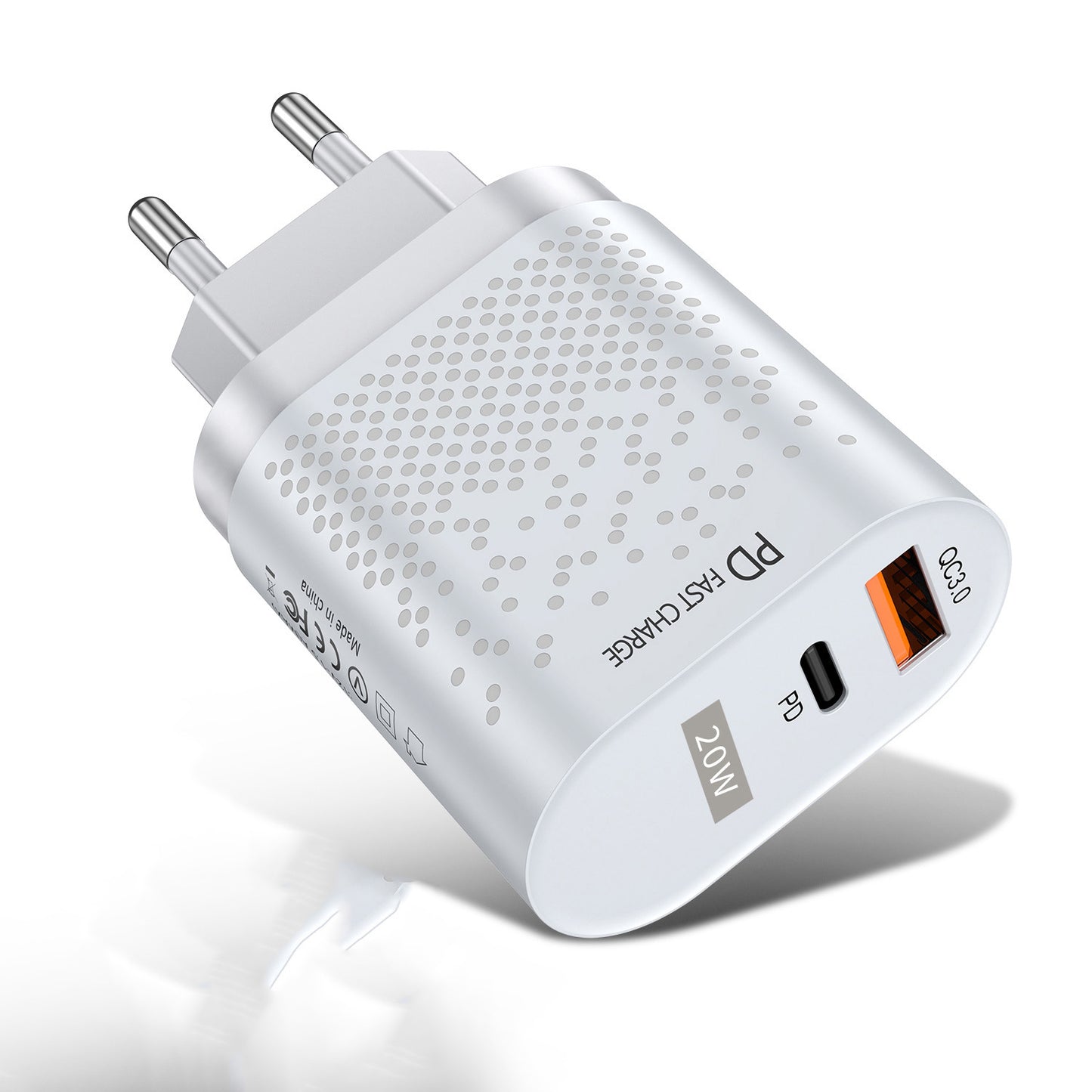 20w Dual Port Fast Charger - QC3.0 PD Charging Head for iphone, Huawei, Xiaomi 10