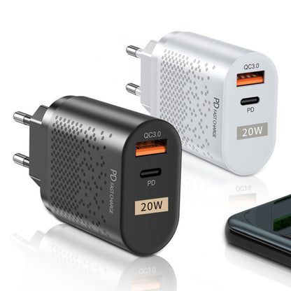 20w Dual Port Fast Charger - QC3.0 PD Charging Head for iphone, Huawei, Xiaomi 10