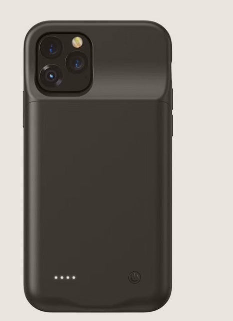 Phones Charger for iPhone 11, 5000mAh battery case in black, designed for external mobile phone charging.