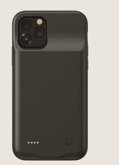Phones Charger for iPhone 11, 5000mAh battery case in black, designed for external mobile phone charging.