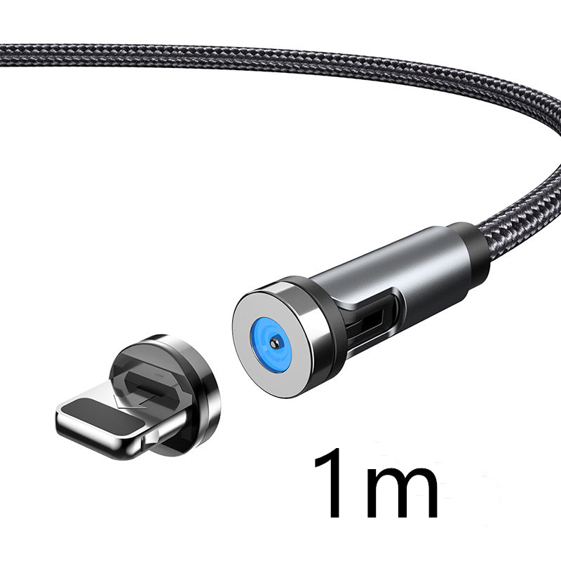 Magnetic charging cable image showcasing a 1m nylon wire with a rotating magnetic suction head.