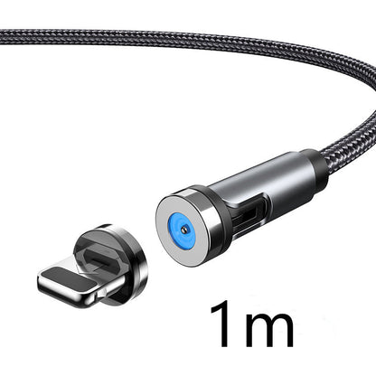 Magnetic charging cable image showcasing a 1m nylon wire with a rotating magnetic suction head.