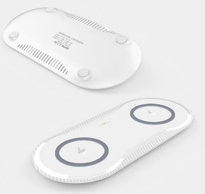 Wireless Charger with dual charging pads and intelligent design for fast charging.
