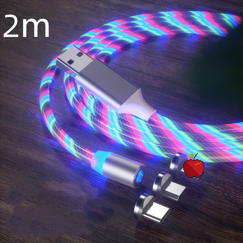 Magnetic Charging Cable Streamer Fast Charging Cable Lighting Micro USB Cable LED Magnet Charger Type-C Cable with colorful design