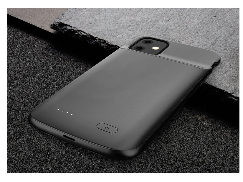 Phones Charger for iPhone 11, 5000mAh, sleek black design, ABS and TPU material, perfect for mobile phone charging.
