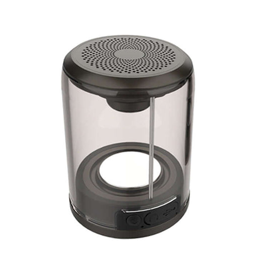Bluetooth speaker magnetic transparent speaker showcasing a unique design with a clear body and top speaker mesh.