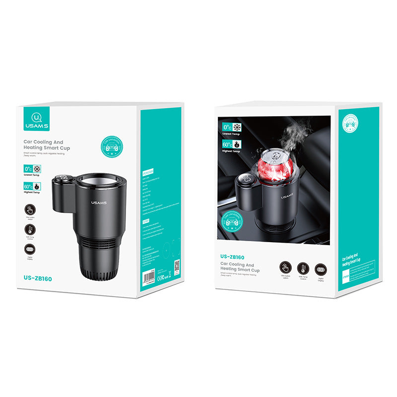 USAMS US-ZB160 Digital Display Smart Car Heating Cooling Cup Car Accessories packaging image.