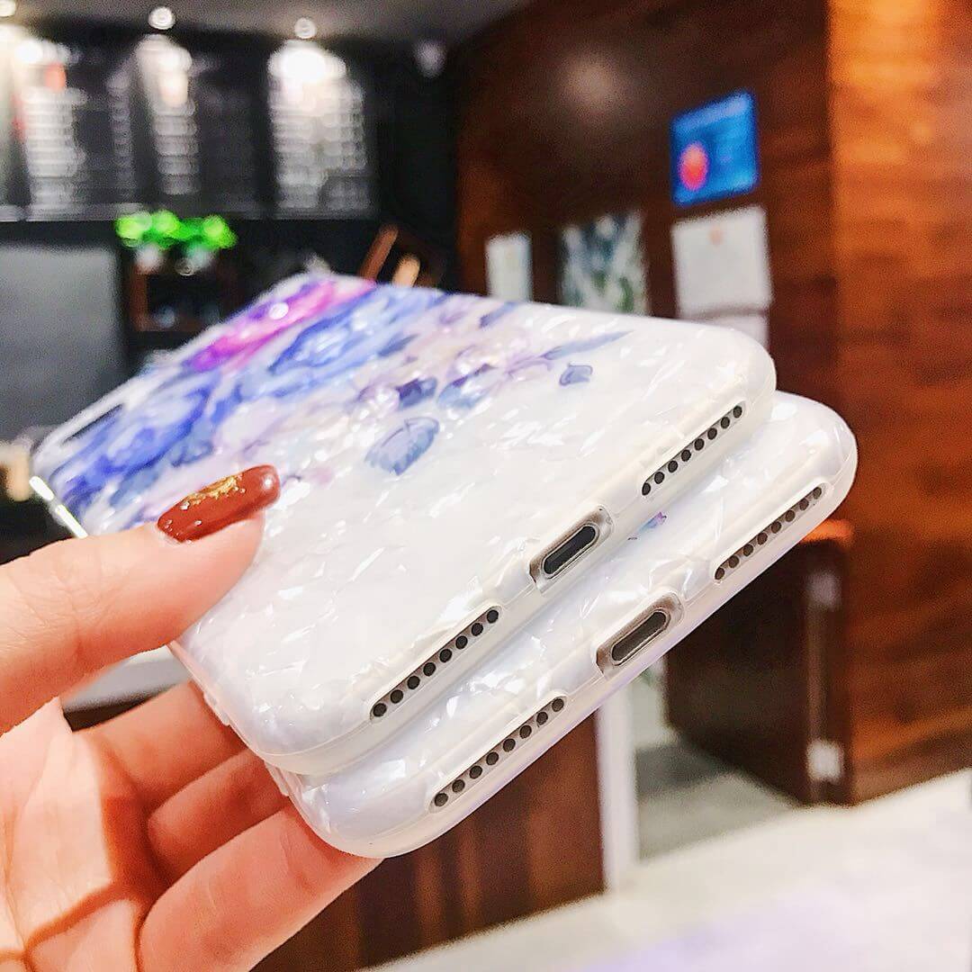Compatible with Apple, Dream Shell Phone Case For iPhone X XS Max XR Rose Flower Back Cover Cases for iPhone 7 8 6 6s Plus Soft TPU Silicon Capa in hand.