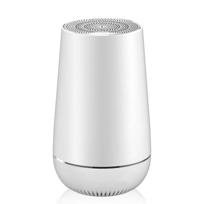 Wireless bluetooth speaker in sleek white design, perfect for smartphones, tablets, and laptops.