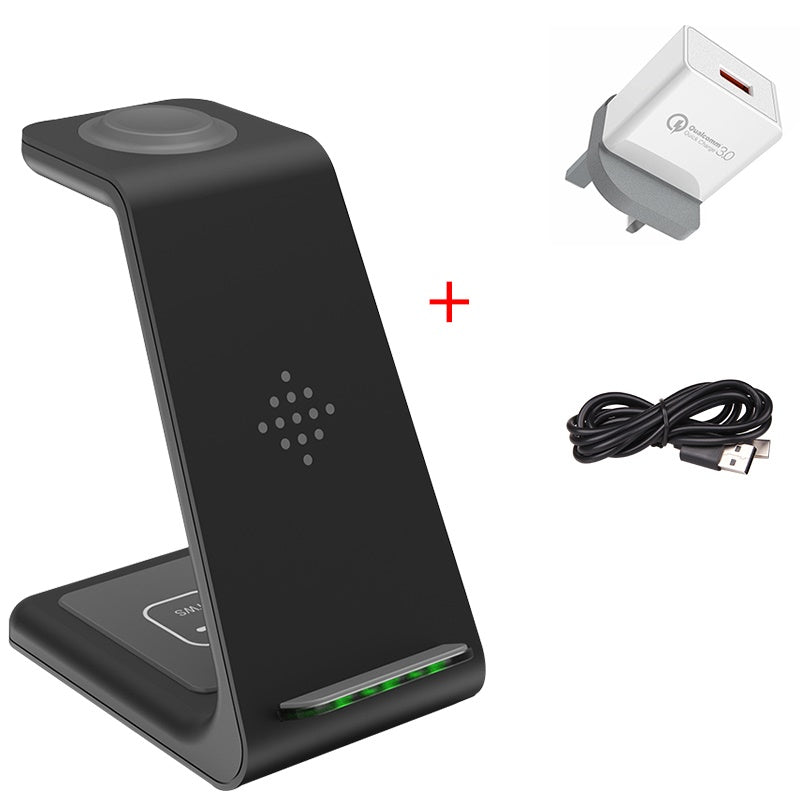 3 In 1 Fast Charging Station Wireless Charger Stand Wireless Quick Charge Dock For Phone Holder with charger and cable