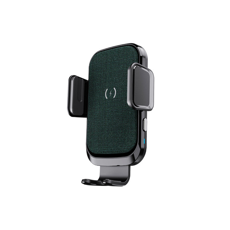 Car wireless charger with a sleek design and adjustable grips for easy mounting in vehicles.
