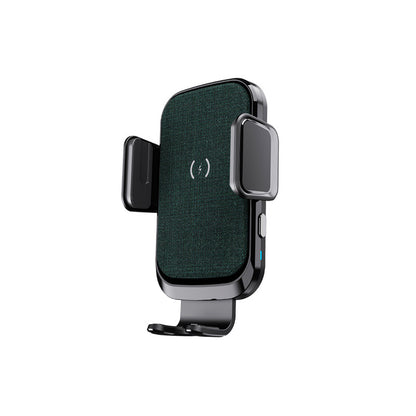 Car wireless charger with a sleek design and adjustable grips for easy mounting in vehicles.