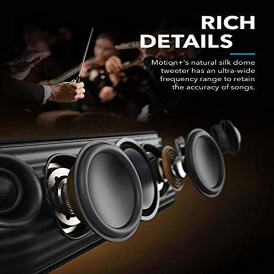 Close-up of a subwoofer Bluetooth speaker components demonstrating rich sound details and frequency range.