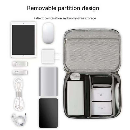 Data Cable Storage Bag Travel Portable Digital Accessories with removable partition design and organized storage.