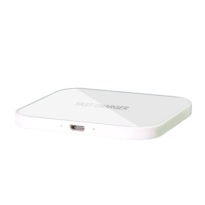 Earphone wireless charger with micro USB interface and sleek square design for efficient charging.