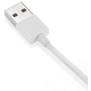 Micro Usb Cable White Charging Cable close-up of USB connector, showing design and color.