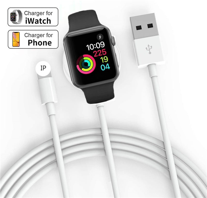 Magnetic Wireless Charging Watch Charging Cable connected to iWatch with USB plug.
